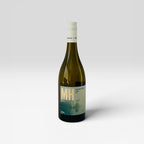 MH branded wine bottle on a light grey background